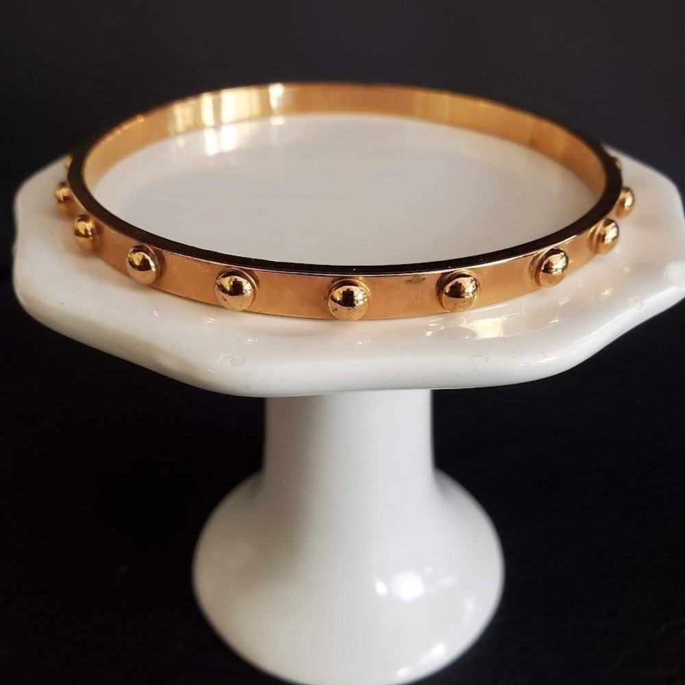 Kate Spade Studded Bangle Bracelet Gold Plate Classic Casual Designer Signed